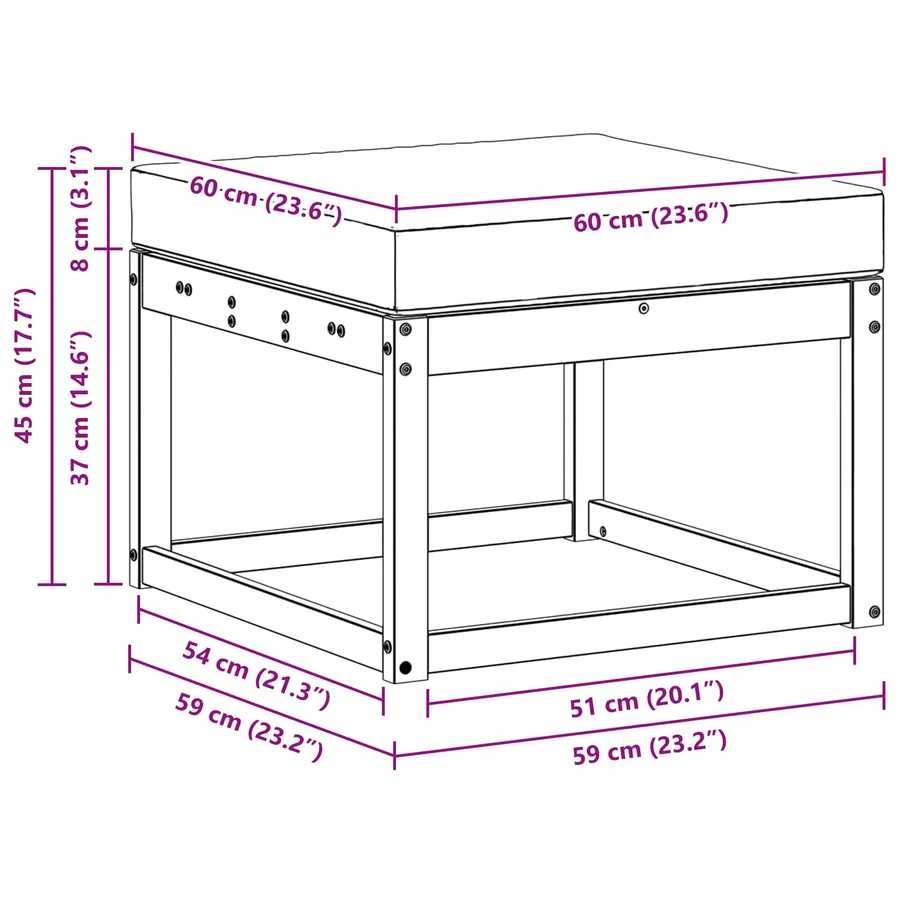 Hocker d'extérieur Bois d'Acacia Massif Blanc - 6