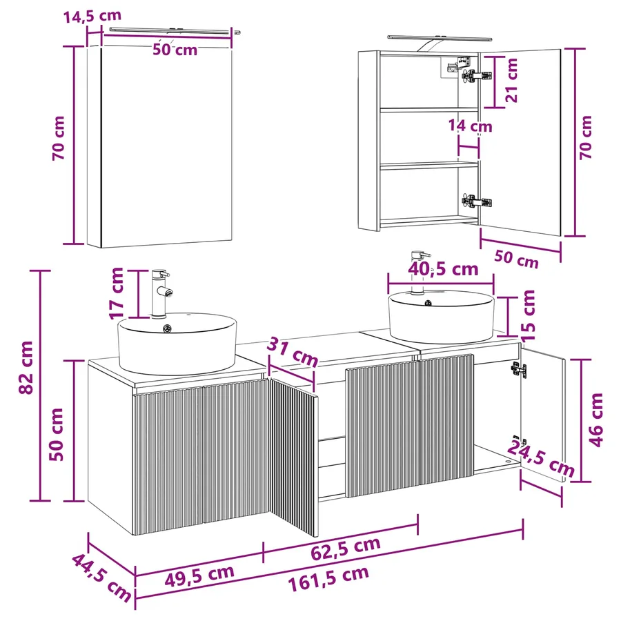 Ensemble d'armoire de salle de bain 5 pcs Chêne Sonoma - 14