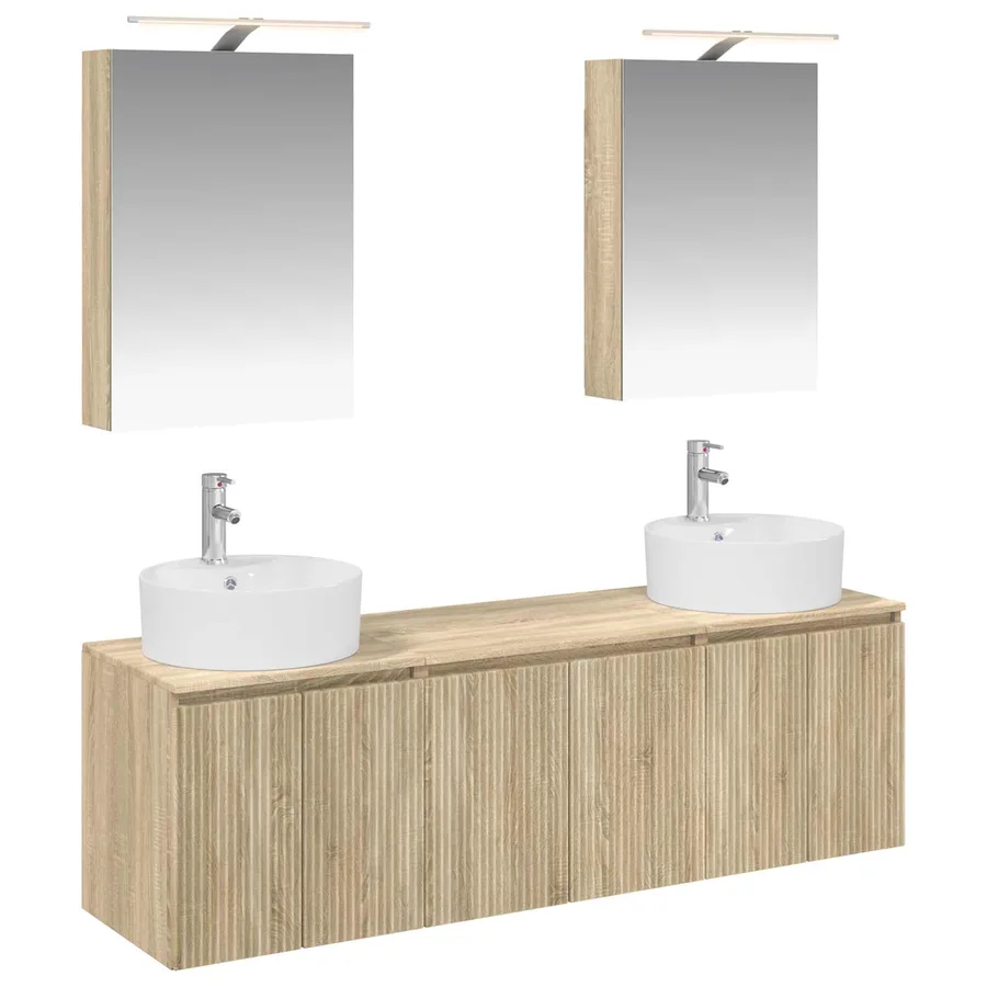 Ensemble d'armoire de salle de bain 5 pcs Chêne Sonoma - 2