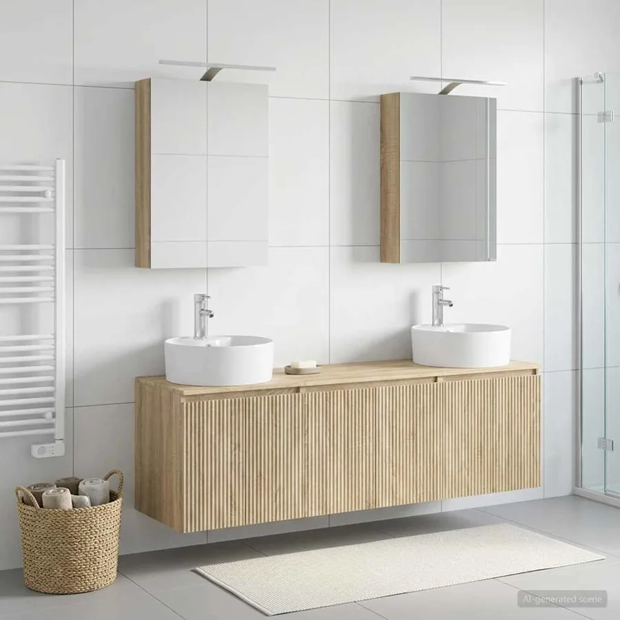 Ensemble d'armoire de salle de bain 5 pcs Chêne Sonoma - 4