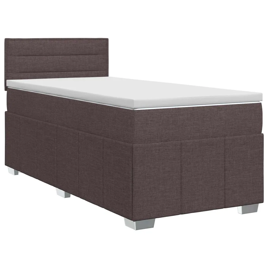Lit boxspring avec matelas Marron foncé 90 x 200 cm Tissu