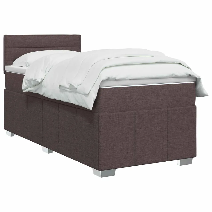 Lit boxspring avec matelas Marron foncé 90 x 200 cm Tissu - 2