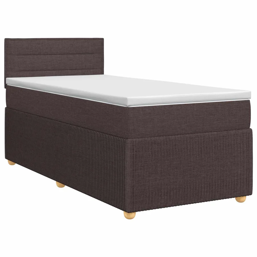Lit boxspring avec matelas Marron foncé 90 x 200 cm Tissu