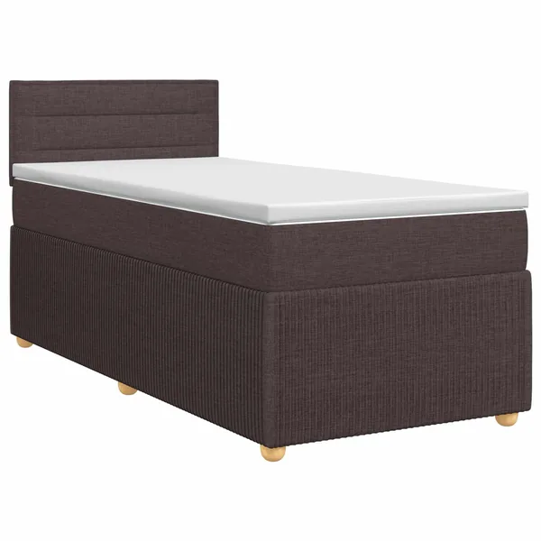 Lit boxspring avec matelas Marron foncé 90 x 200 cm Tissu