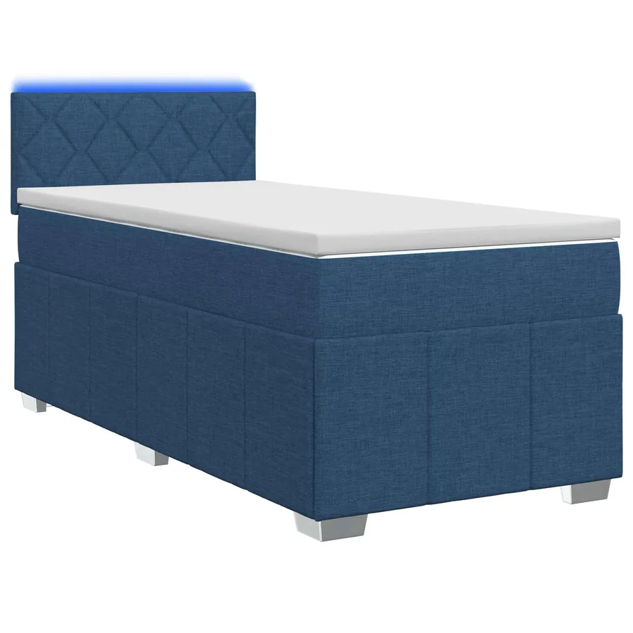 Lit boxspring avec matelas Bleu 90 x 200 cm Tissu