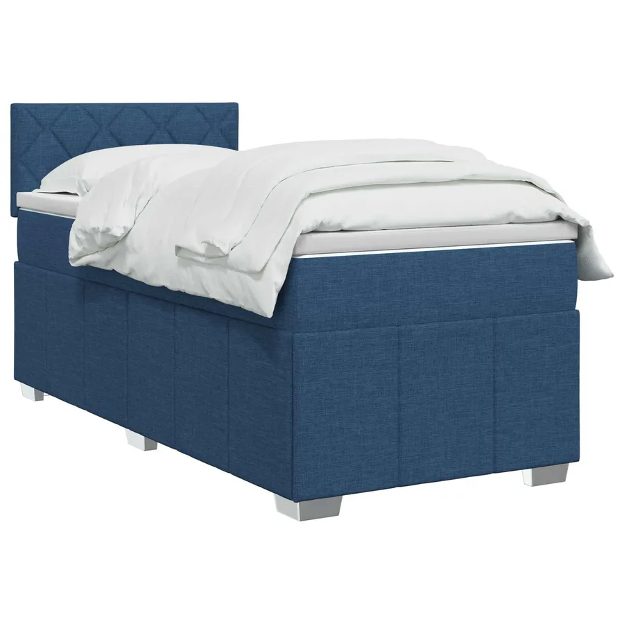 Lit boxspring avec matelas Bleu 90 x 200 cm Tissu - 2