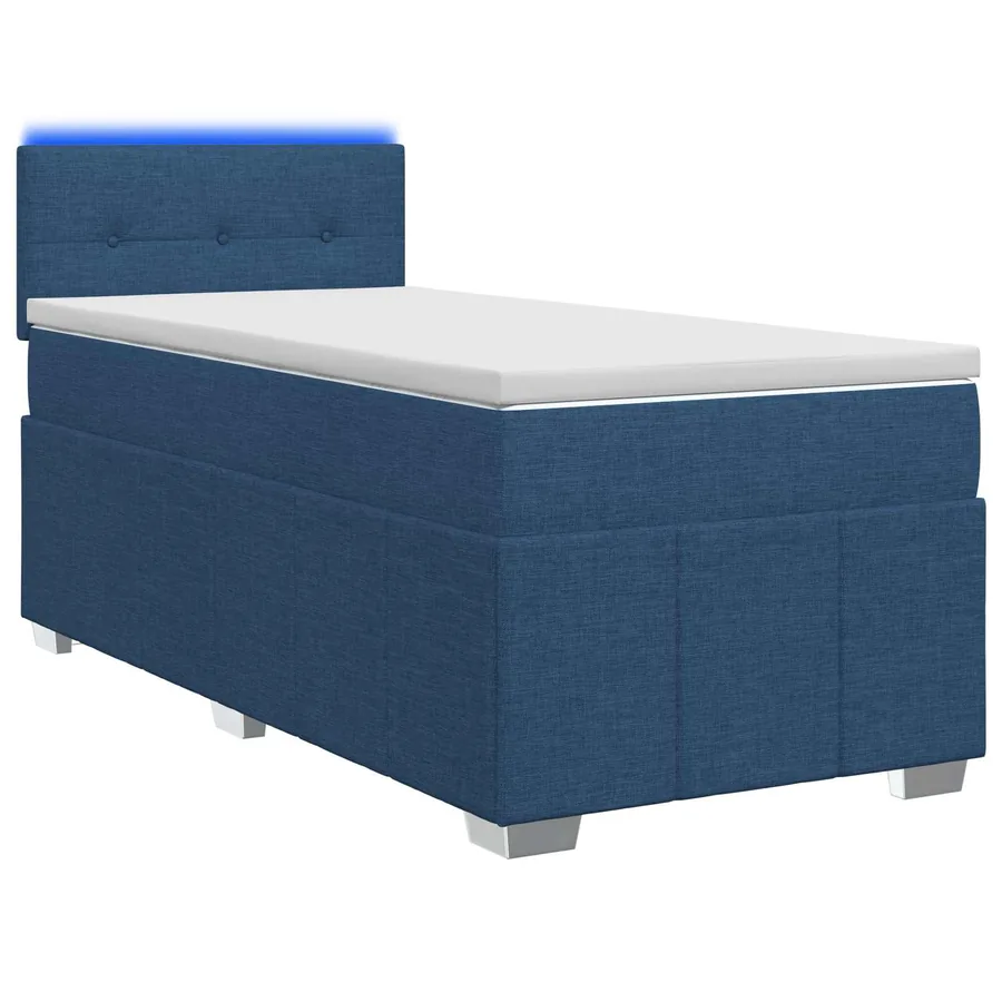 Lit boxspring avec matelas Bleu 90 x 200 cm Tissu