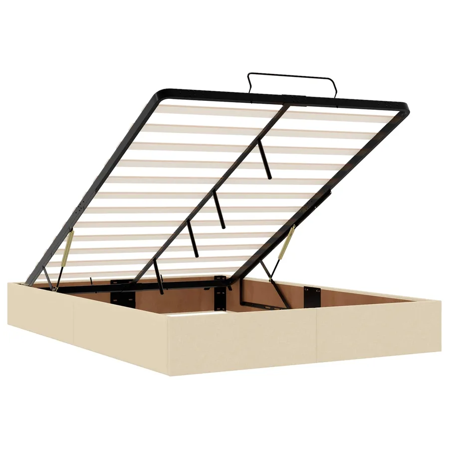 Lit ottoman avec matelas Crème 160 x 200 cm Tissu - 5