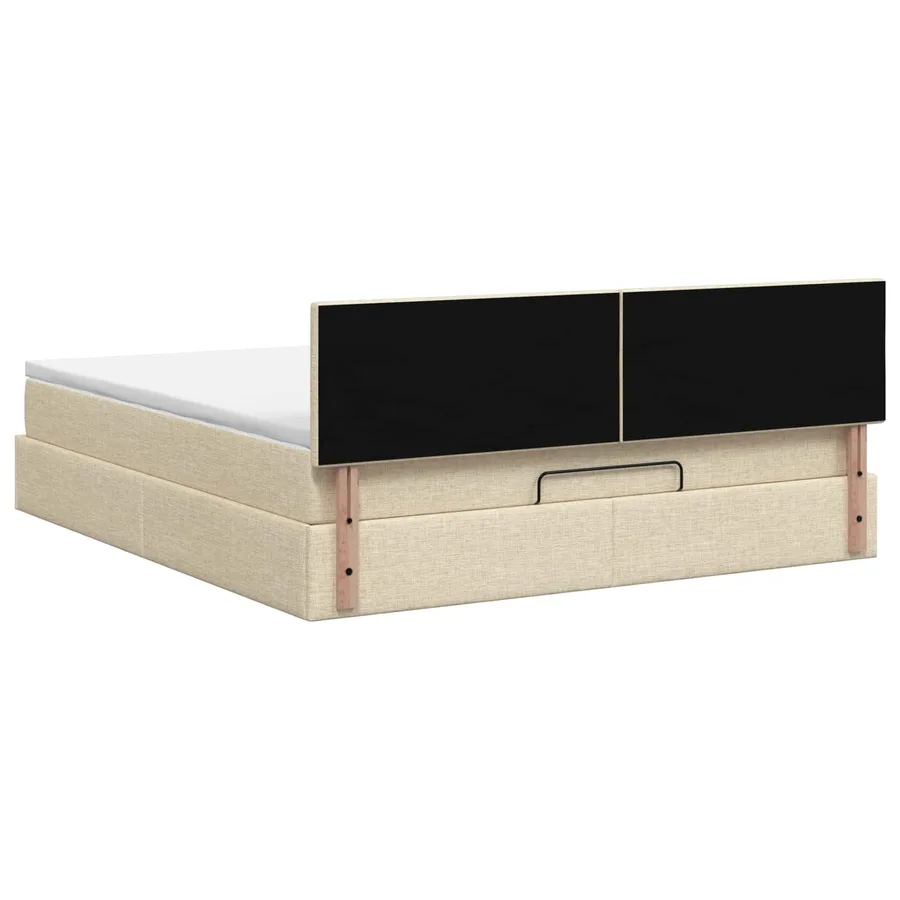 Lit ottoman avec matelas Crème 160 x 200 cm Tissu - 8