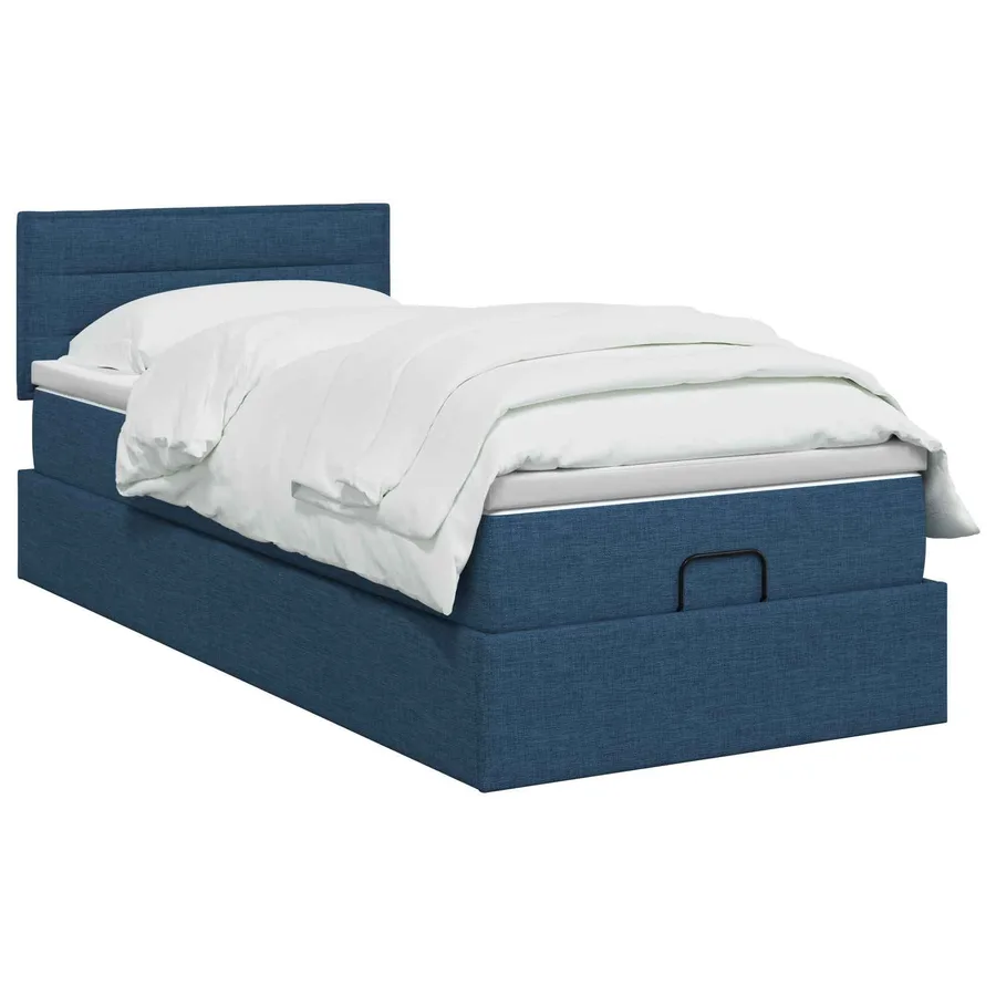 Lit ottoman avec matelas Bleu 90 x 200 cm Tissu - 2