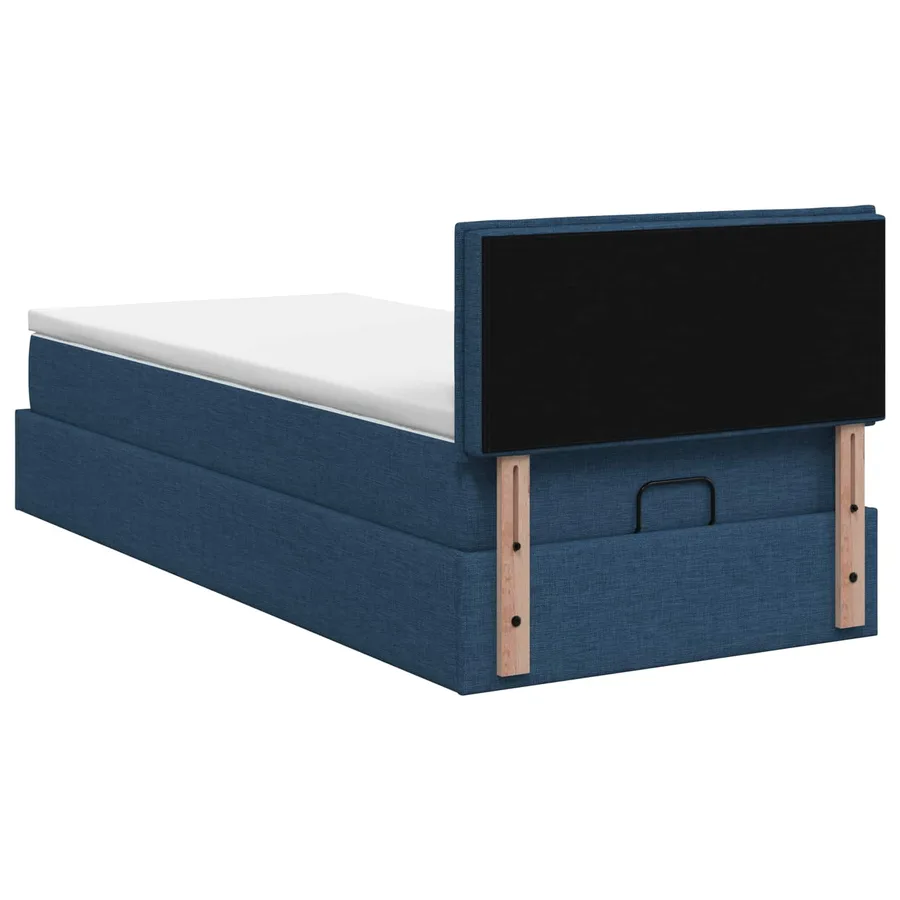 Lit ottoman avec matelas Bleu 90 x 200 cm Tissu - 8