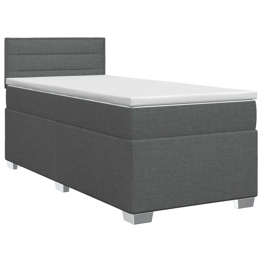Lit boxspring avec matelas Gris foncé 90 x 190 cm Tissu
