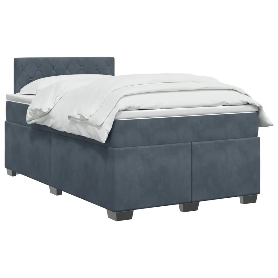Lit boxspring avec matelas Gris foncé 120 x 200 cm Velours - 2