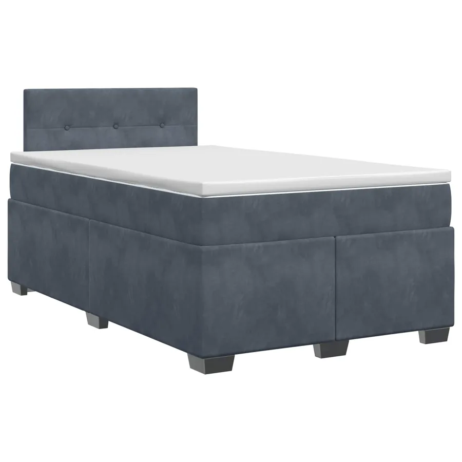 Lit boxspring avec matelas Gris foncé 120 x 200 cm Velours