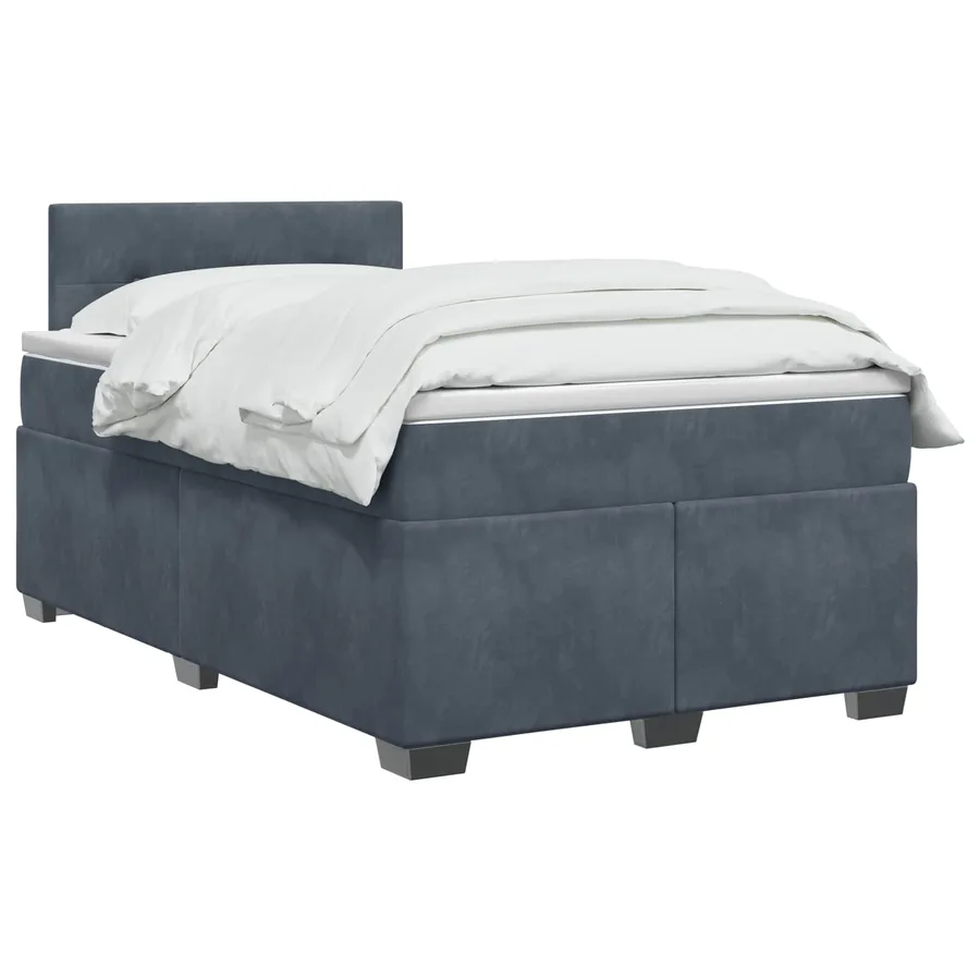 Lit boxspring avec matelas Gris foncé 120 x 200 cm Velours - 2