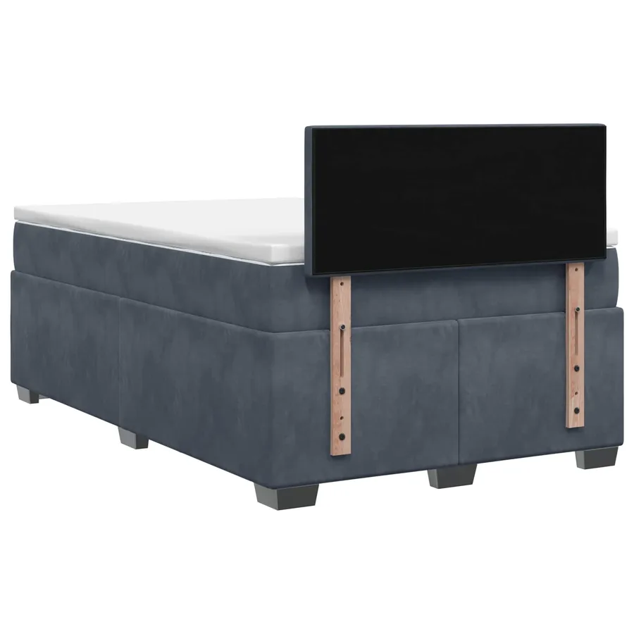 Lit boxspring avec matelas Gris foncé 120 x 200 cm Velours - 7