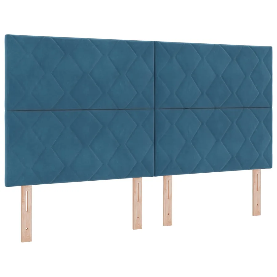 Lit boxspring LED avec matelas Bleu 180 x 200 cm Velours - 3