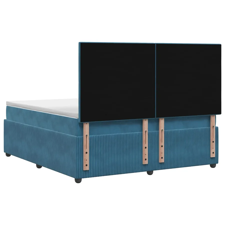Lit boxspring LED avec matelas Bleu 180 x 200 cm Velours - 7