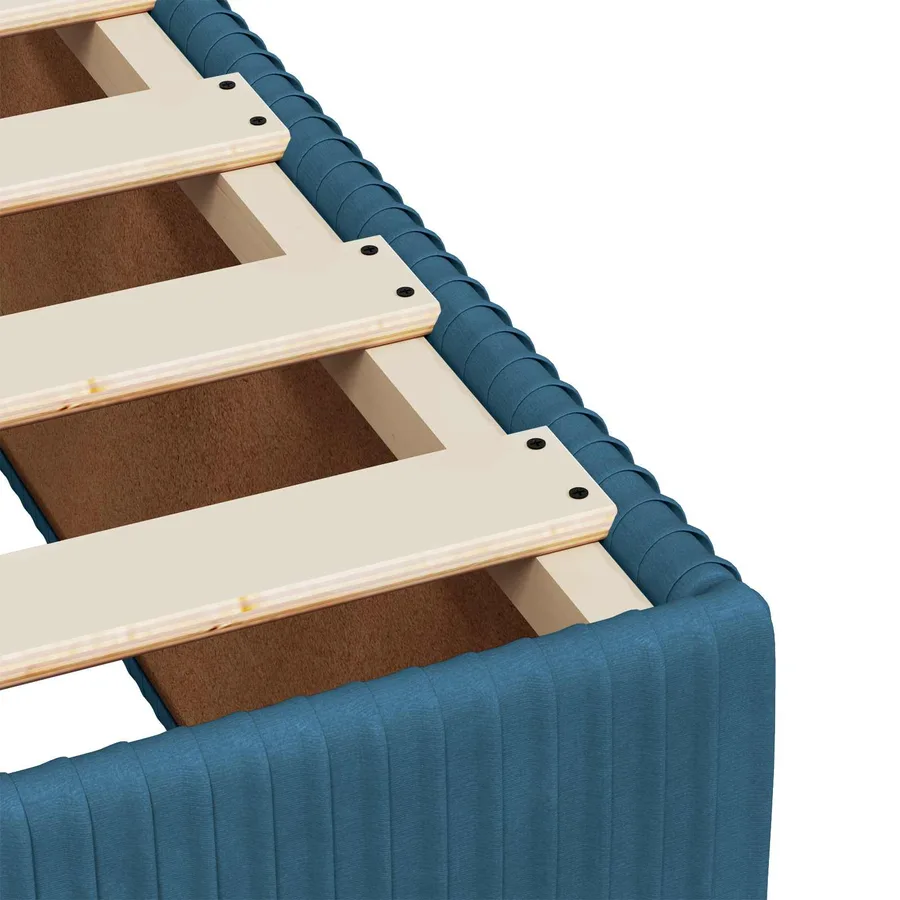Lit boxspring LED avec matelas Bleu 180 x 200 cm Velours - 9