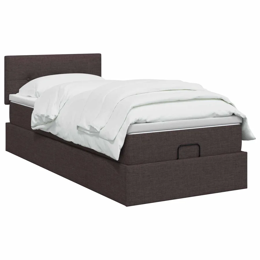 Lit ottoman avec matelas Marron foncé 90 x 200 cm Tissu - 2