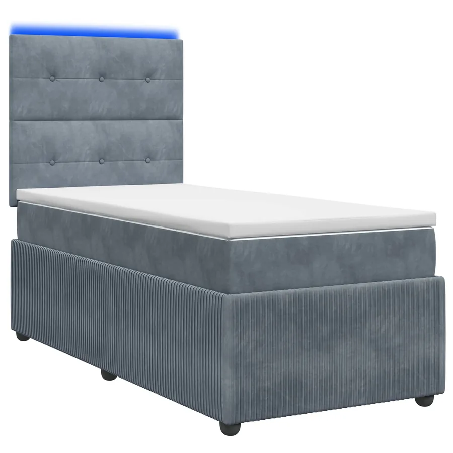 Lit boxspring LED avec matelas Gris foncé 90 x 190 cm Velours