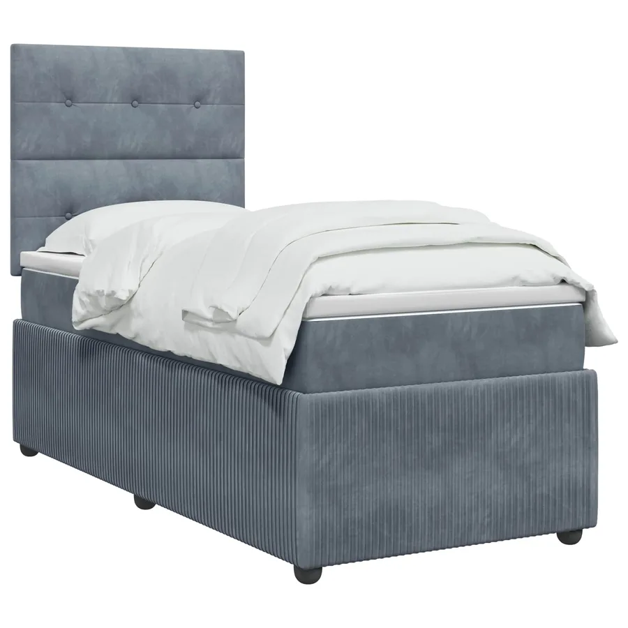 Lit boxspring LED avec matelas Gris foncé 90 x 190 cm Velours - 2