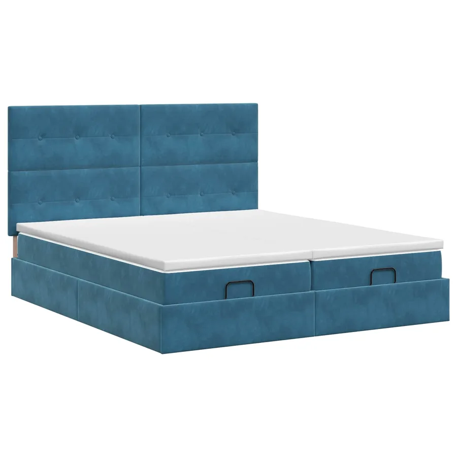 Lit ottoman avec matelas 2 pc Bleu foncé Velours - 4