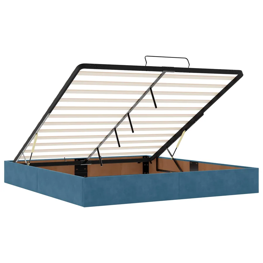 Lit ottoman avec matelas Bleu foncé 180 x 200 cm Velours - 4