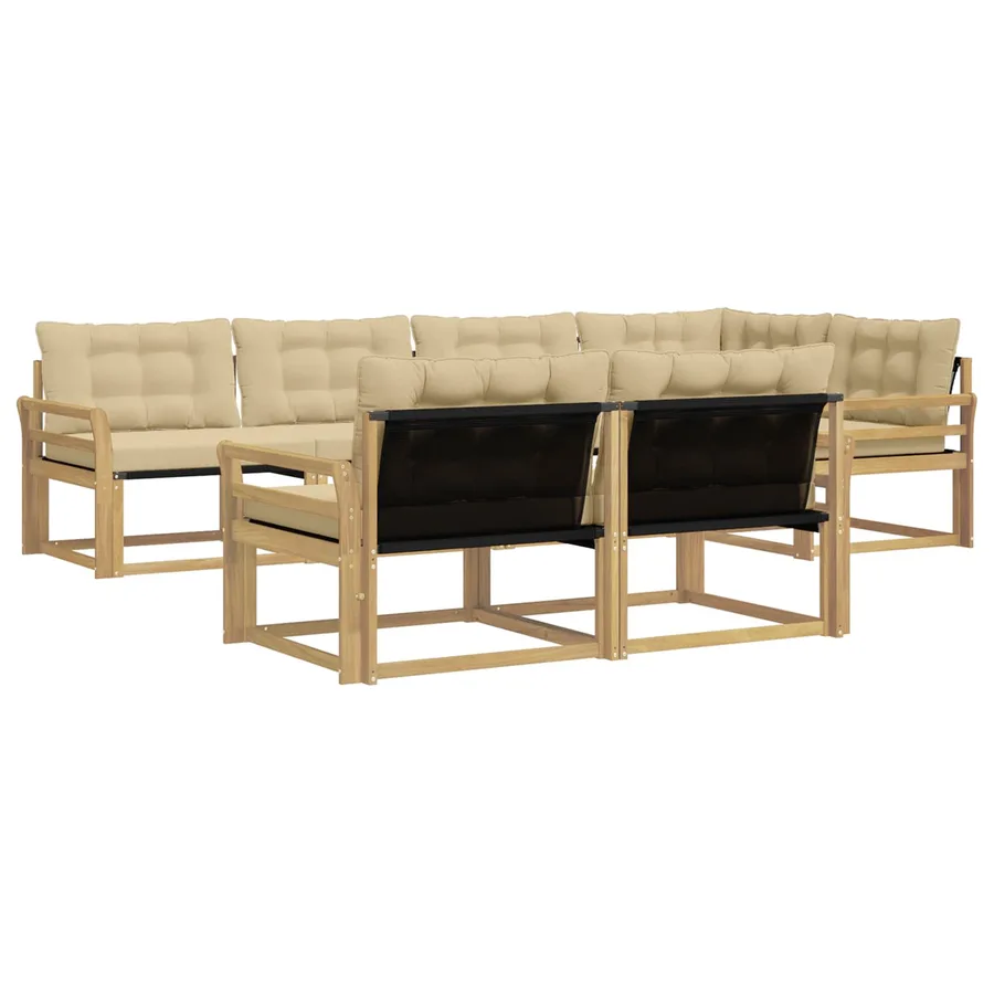 Ensemble de canapés d'extérieur 7 pcs Blanc et Beige - 2