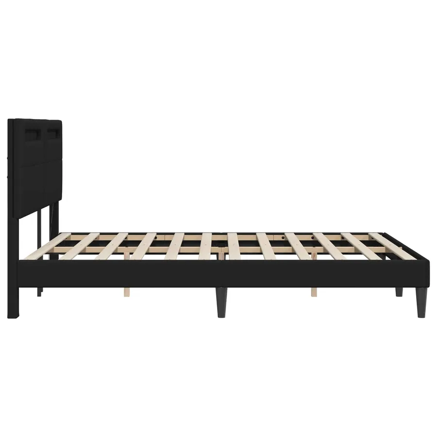 Cadre de lit avec bandes LED Noir 160 x 200 cm Simili cuir - 7