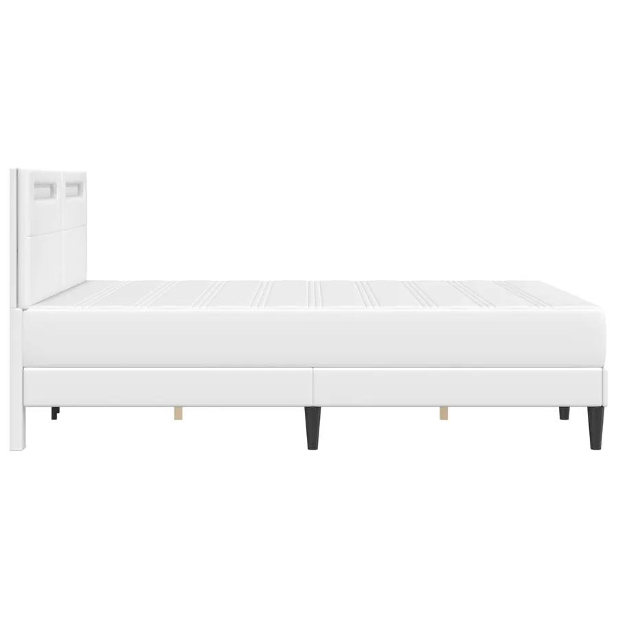 Cadre de lit avec bandes LED Blanc 160 x 200 cm Simili cuir - 9