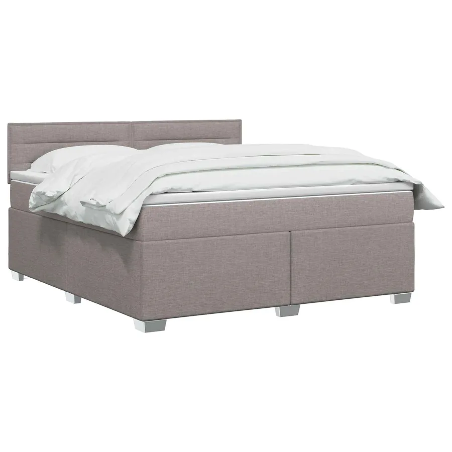 Lit boxspring avec matelas Taupe 140 x 190 cm Tissu - 2