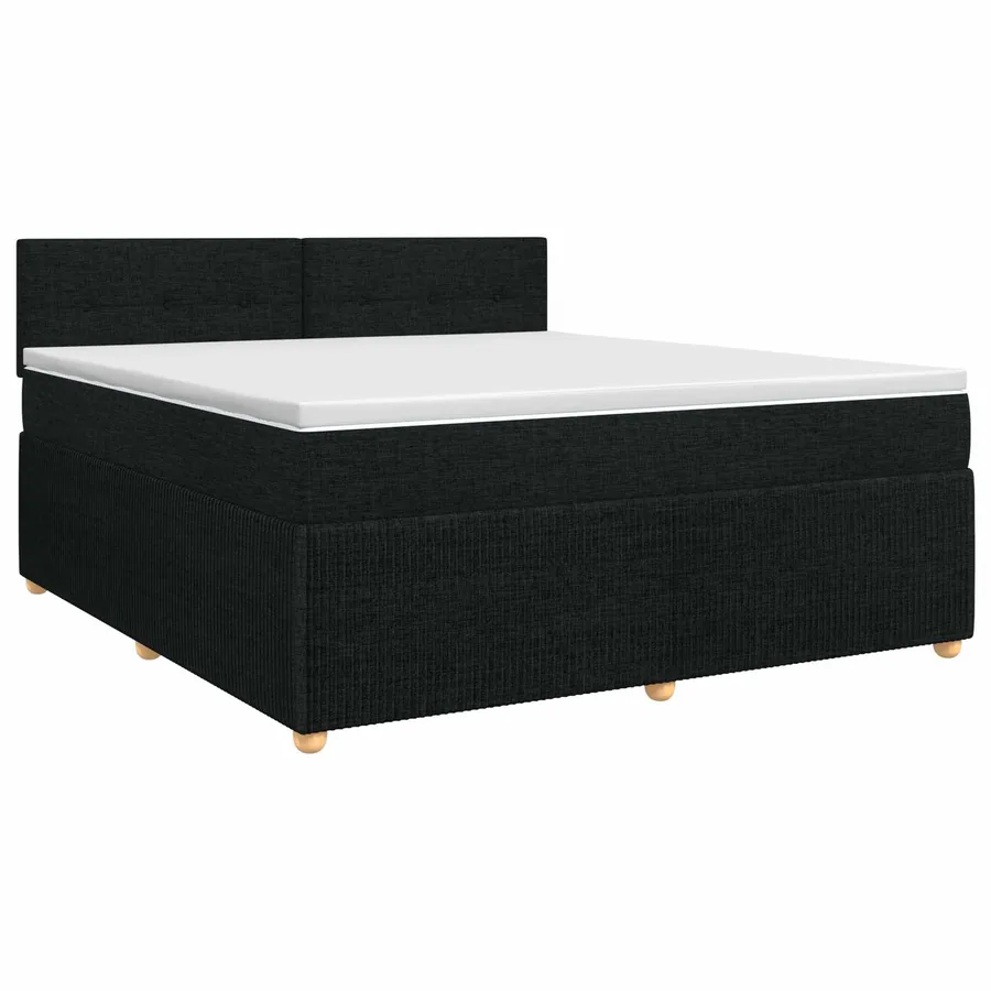 Lit boxspring avec matelas Noir 140 x 190 cm Tissu