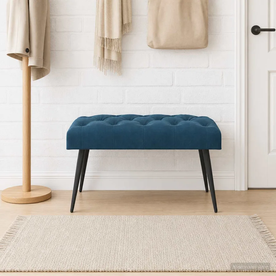 Banc avec capitonnage bouton Bleu 80 x 40 x 46 cm Velours