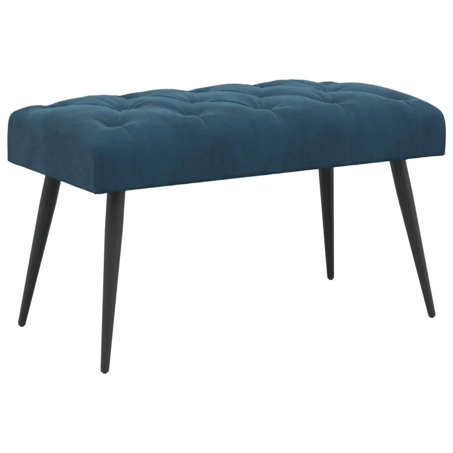 Banc avec capitonnage bouton Bleu 80 x 40 x 46 cm Velours - 2