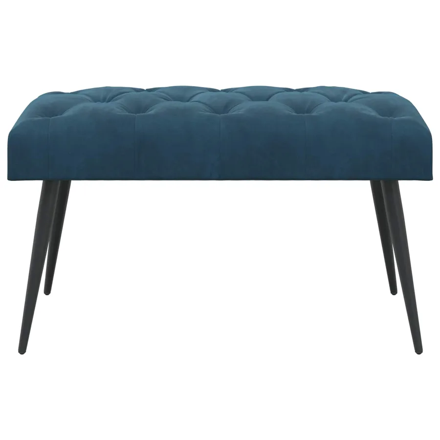 Banc avec capitonnage bouton Bleu 80 x 40 x 46 cm Velours - 5