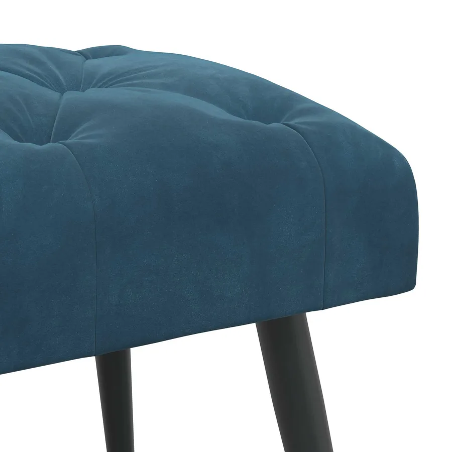 Banc avec capitonnage bouton Bleu 80 x 40 x 46 cm Velours - 6