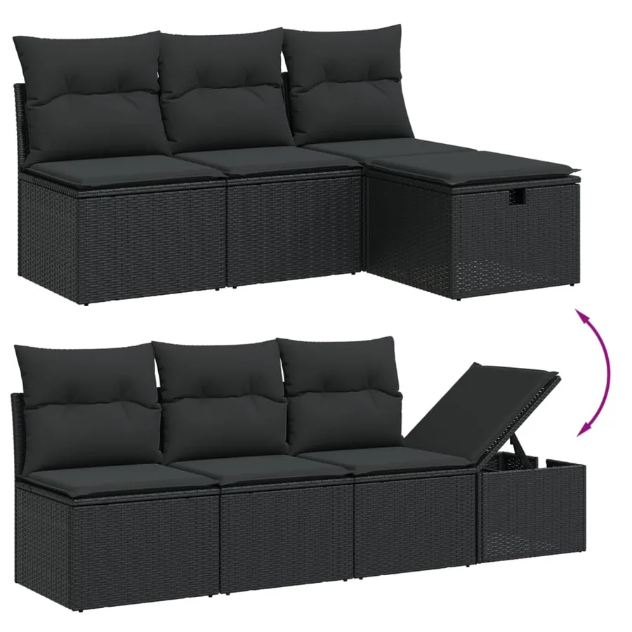 Salon de jardin 7 pcs avec coussins noir résine tressée 62 x 62 x 69 cm - 54,7 kg - 3