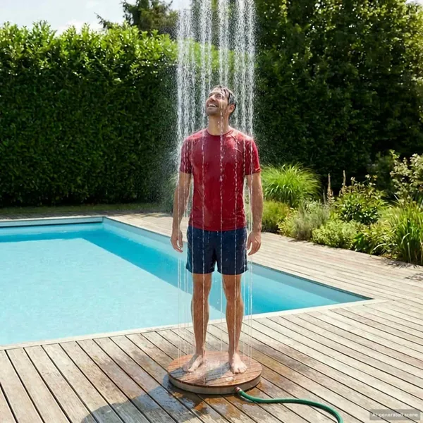 Douche de jardin WPC et Acier inoxydable 201 Marron