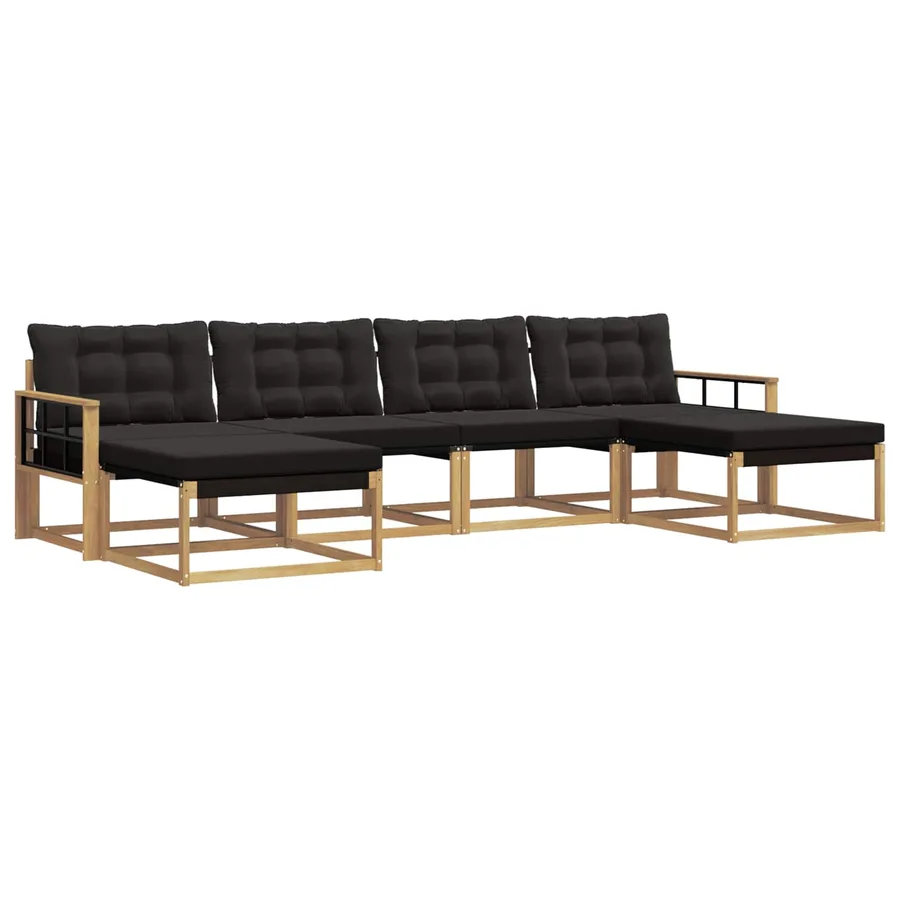 Ensemble de canapés d'extérieur 6 pc Blanc et noir - 2