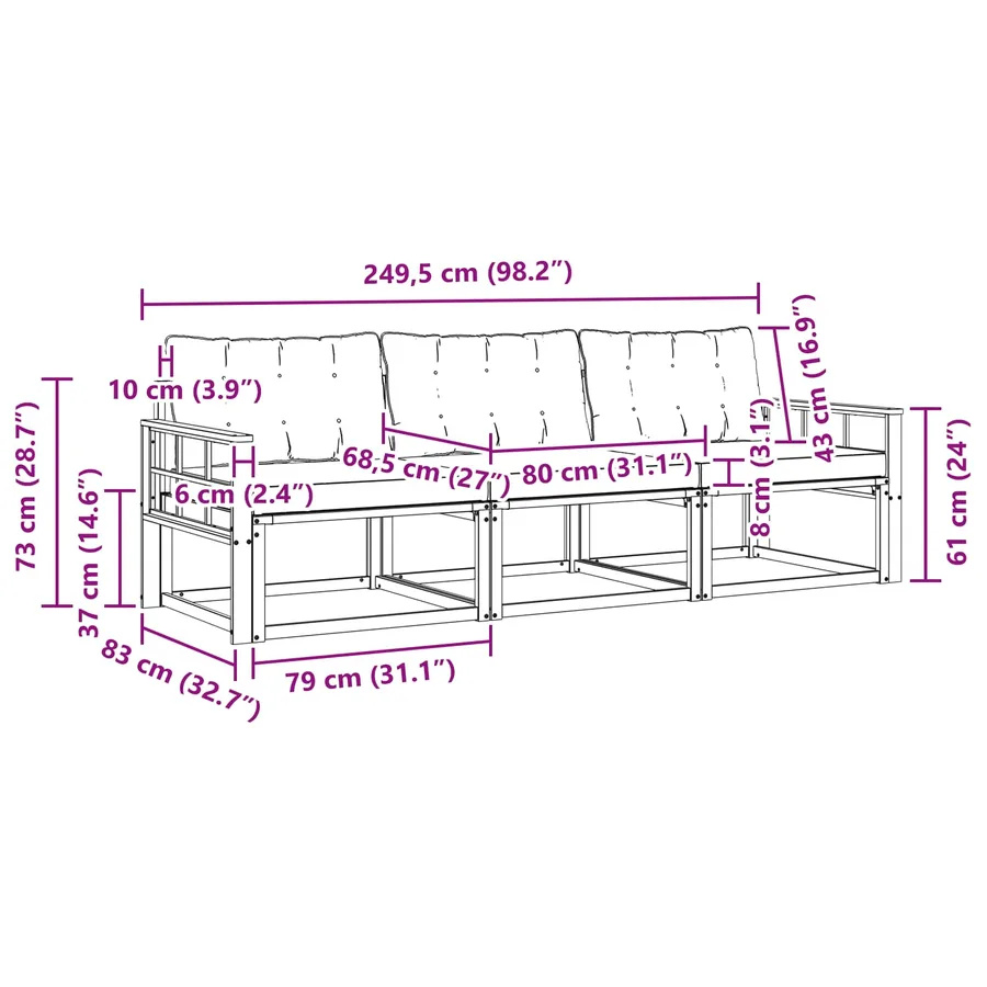 Ensemble de canapés d'extérieur 3 pcs Blanc et crème - 6
