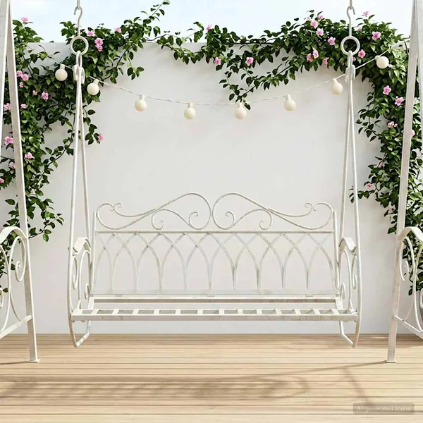 Banc Balançoire Acier 112 x 60 x 126,5 cm Blanc antique