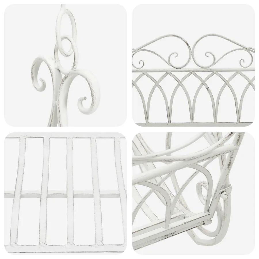 Banc Balançoire Acier 112 x 60 x 126,5 cm Blanc antique - 6