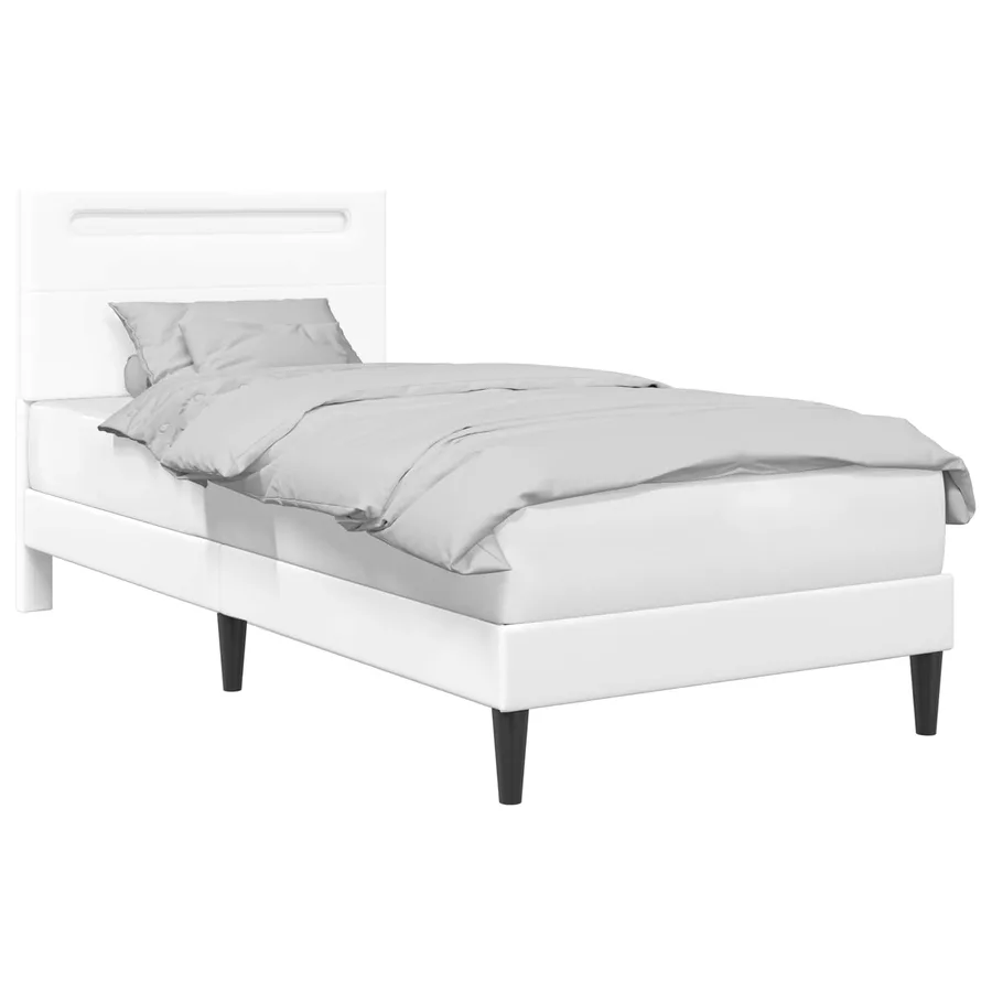 Cadre de lit avec bandes LED Blanc 100 x 200 cm Simili cuir - 3