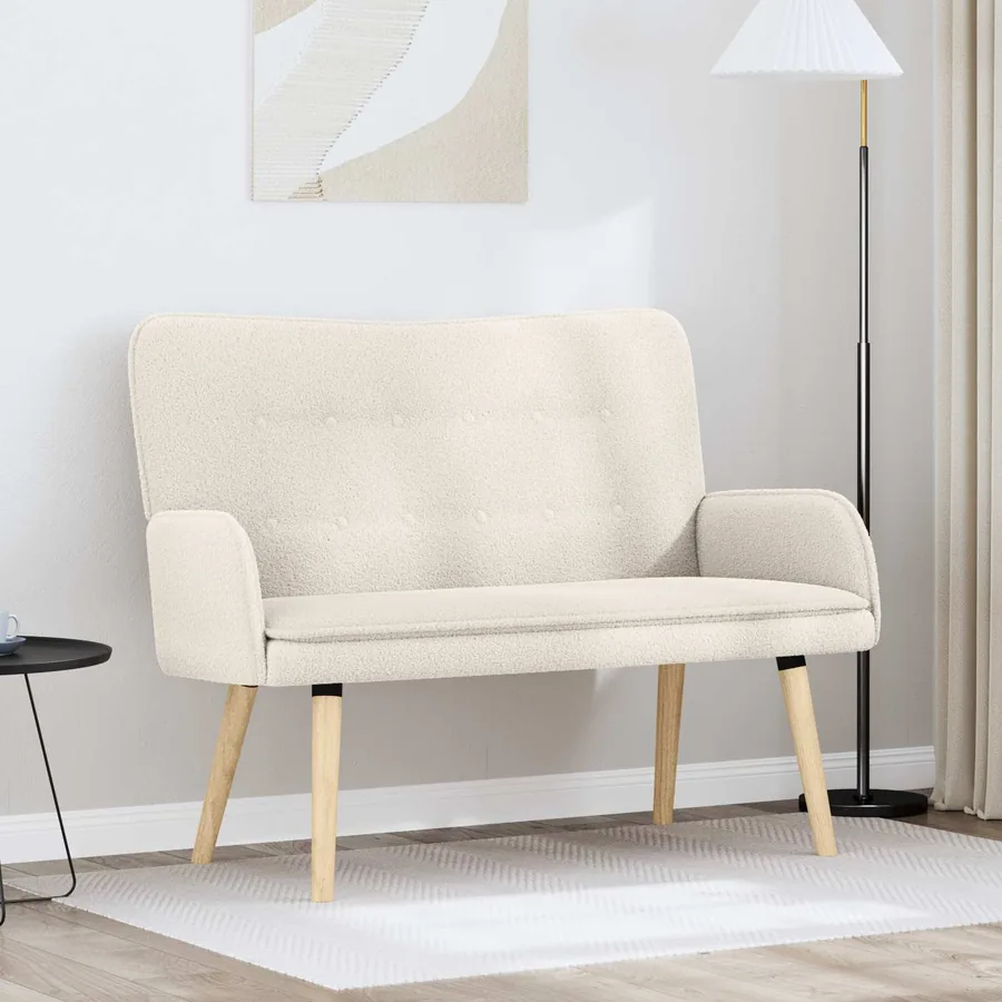 Sofa 2 places Crème 115 x 61 x 87 cm Bouclé
