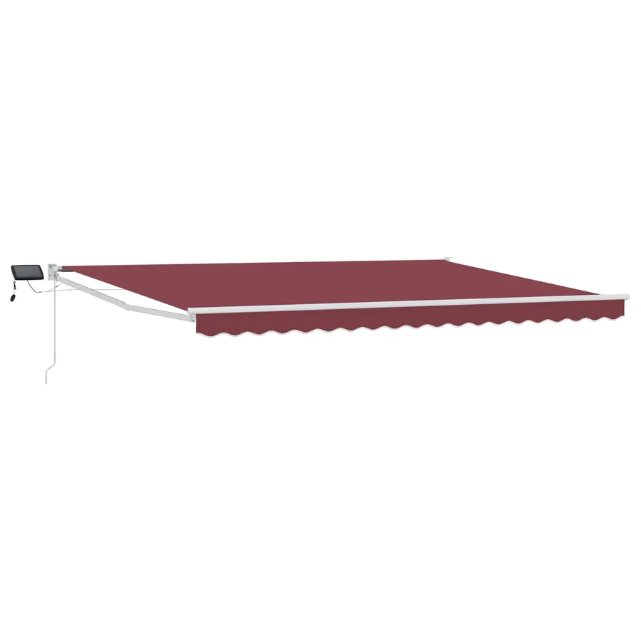 Store rétractable manuel avec LEDs Bourgogne et Blanc 4,5 × 3 m - 2