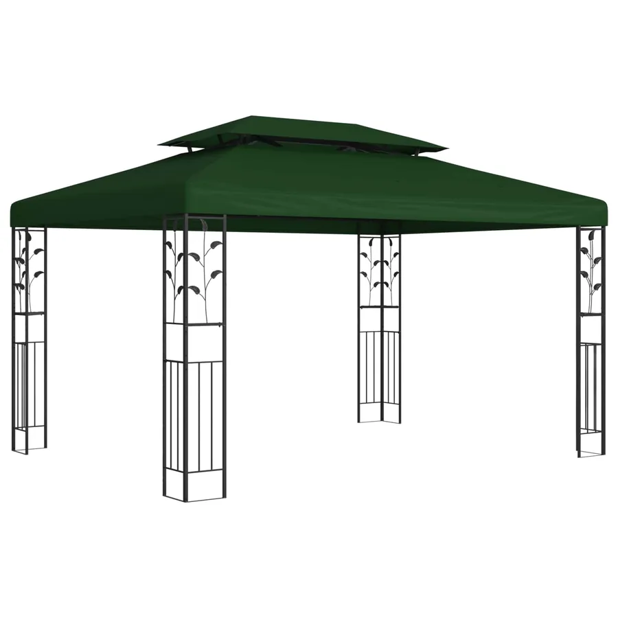 Pavillon 3,97 x 2,96 x 2,68 m Vert Polyester et Acier
