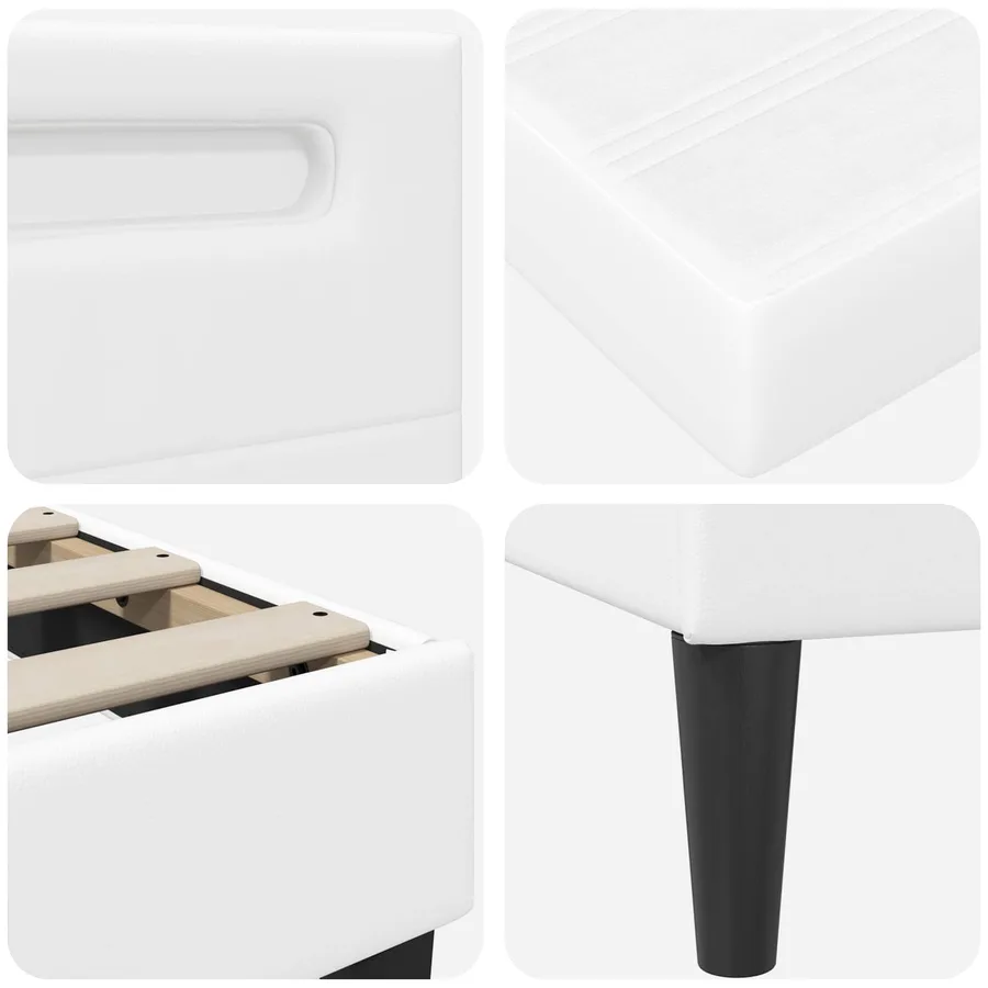 Cadre de lit avec bandes LED Blanc 90 x 190 cm Simili cuir - 11