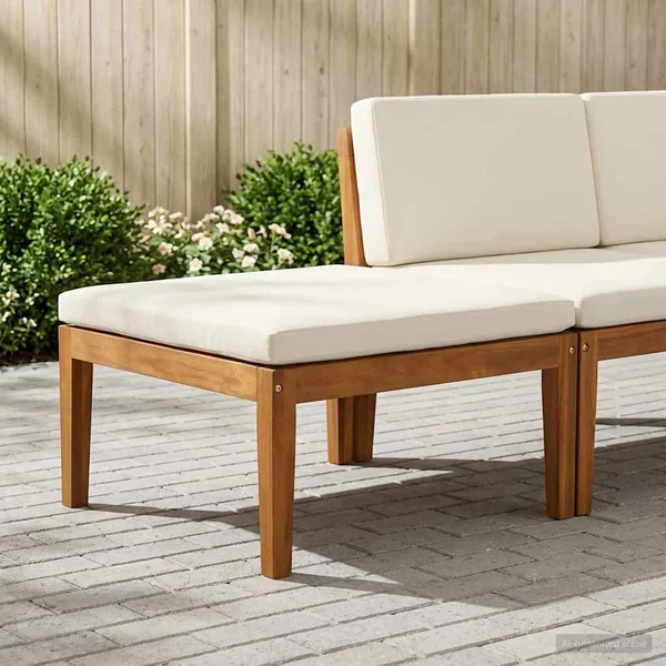 Repose-pieds de jardin avec coussin Bois d'Acacia Massif