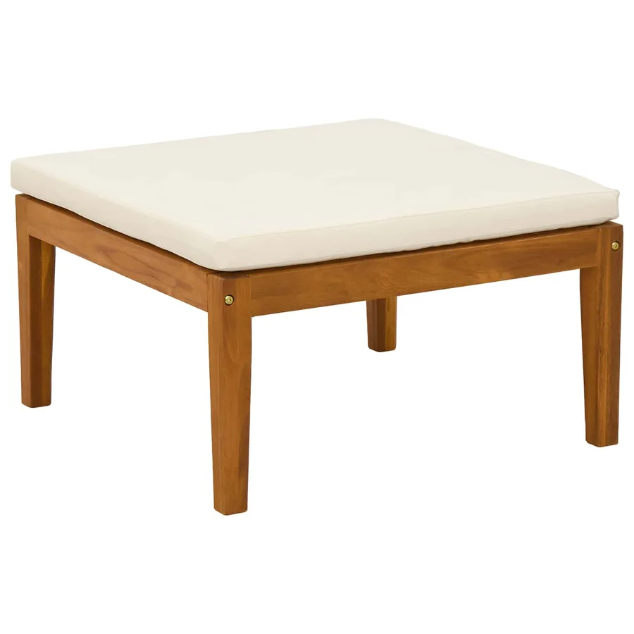 Repose-pieds de jardin avec coussin Bois d'Acacia Massif - 2
